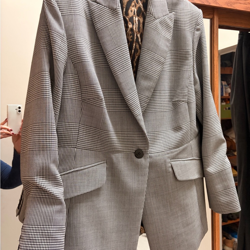Women’s 18w Marina Rinaldi Gray Checkered Blazer